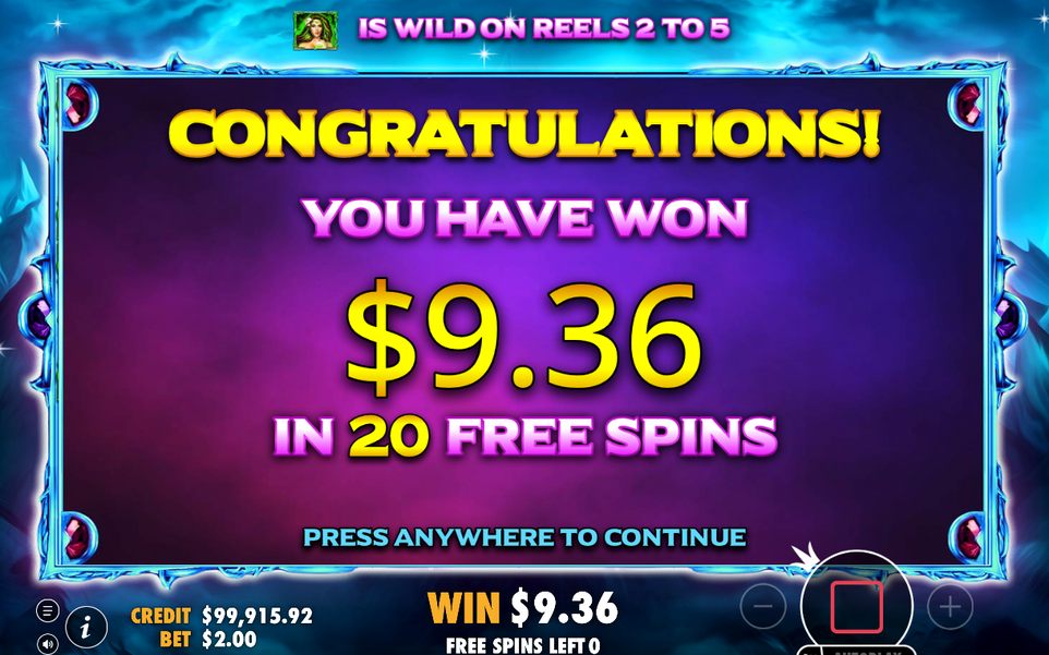 Win screen after a line pays from the leftmost reel