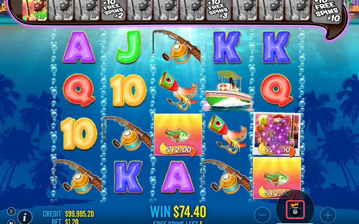 A retrigger with the money-collection multiplier showing